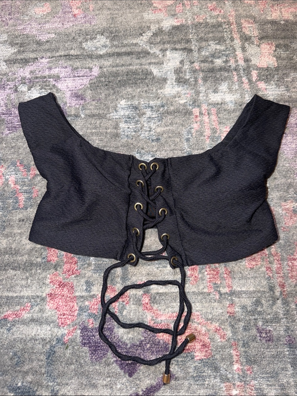 Lace up bikini top - planet blue - medium